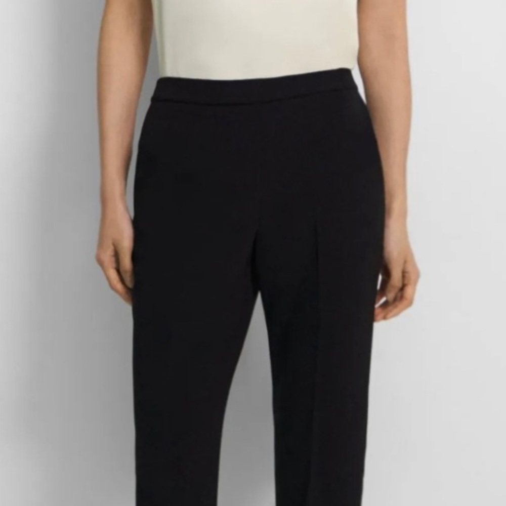THEORY Treeca Pull-On Cropped Work Trouser Pant in Admiral Crepe size NWT - Picture 5 of 16